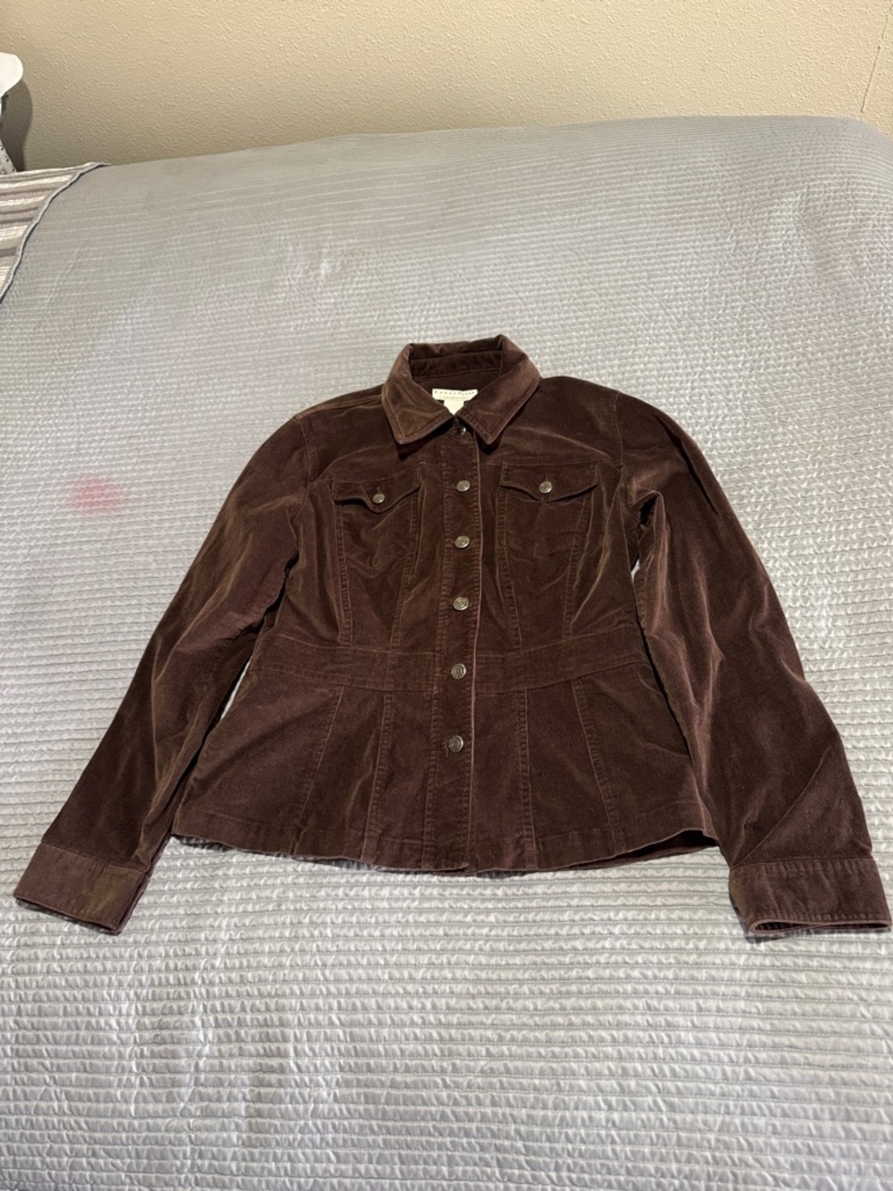 Liz Claiborne corduroy Button-Front Jacket in Dark Brown